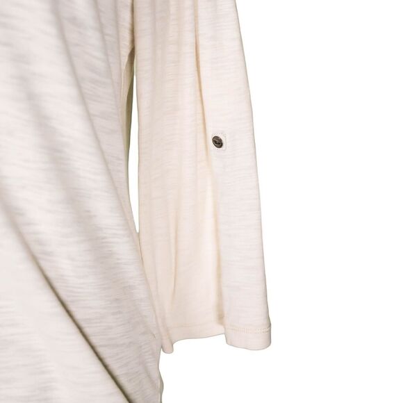 Ralph Lauren Womens Blouse Beige Brown Faux Leather Button 3/4 Sleeve Knit Top L - Picture 8 of 8